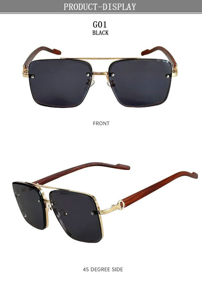 2024 Luxury Square Sunglasses For Men New Wooden Vintage Designer Fashion Glasses Sunglasses Women Vacation Gafas De Sol Hombre
