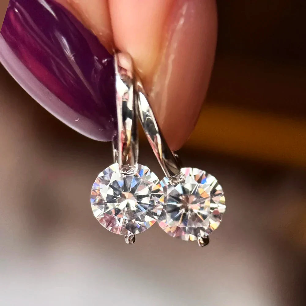GRA Cerfied 2carat Moissanite Hoop Earrings for Women 925 Sterling Silver 8mm Sparkling Lab Diamond Huggies Earring Fine Jewelry
