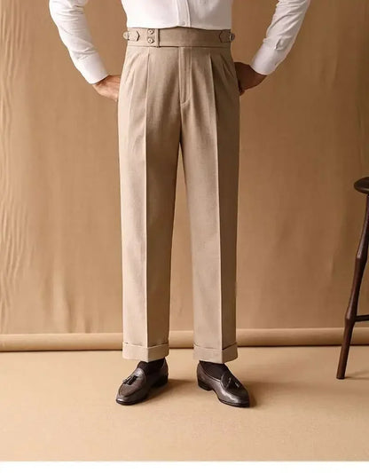 Business Pants Men Gentlemen Italian Naples Social Trousers Office-trouser Retro Casual Suit Pant Men Straight Dress Pants 2026