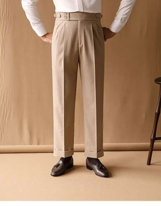 Business Pants Men Gentlemen Italian Naples Social Trousers Office-trouser Retro Casual Suit Pant Men Straight Dress Pants 2026