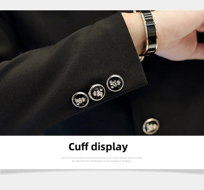 2024 Men's Slim Fit Long Sleeve Casual Suit Korean Trend Stand Collar Fashion Handsome Male Suit