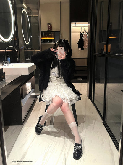 Japanese Original Lolita Lace Ruffle Edge Tied Bow High Waist Mini Skirt Spring Summer New Slim Waist Sweet Girl Y2k Skirt