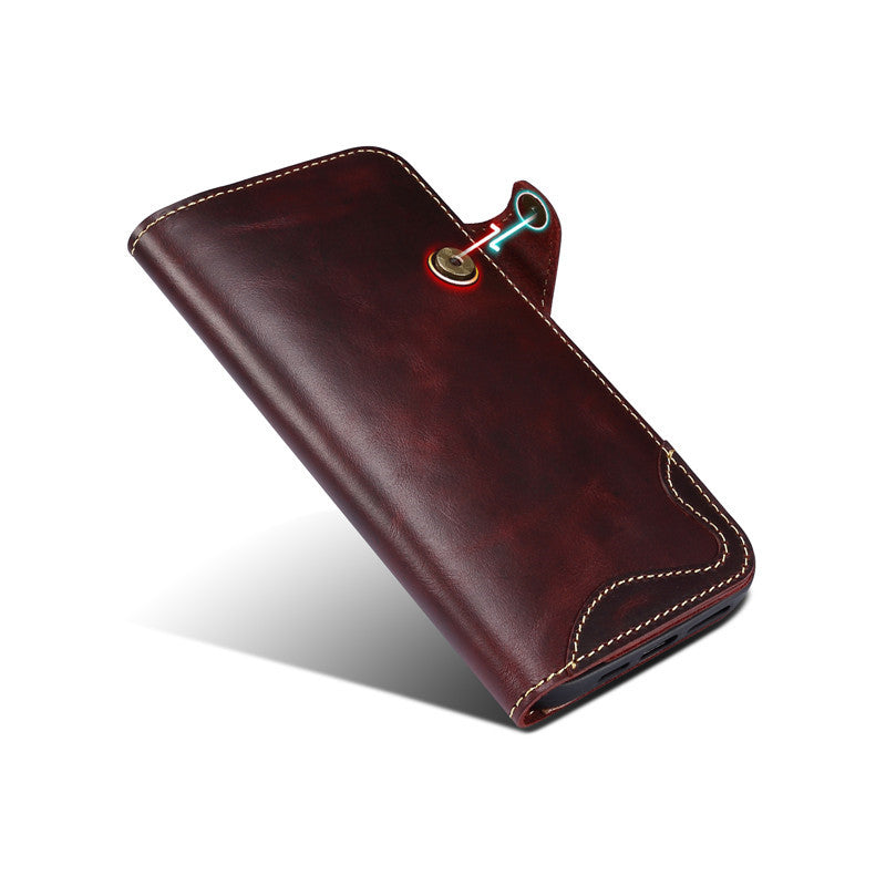 Genuine Leather Wallet Phone Case for iPhone 14 15 Plus 12 13 Pro Max 11 XS XR 6S 7 8 SE Holder Cover With Hand Strap
