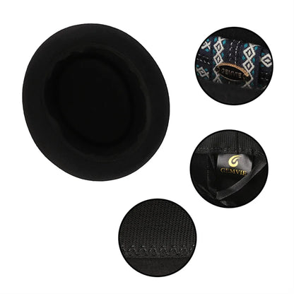 100% Wool Pork Pie Fedora Hat for Women Men Autumn Winter Felt Curved Brim Porkpie Hat