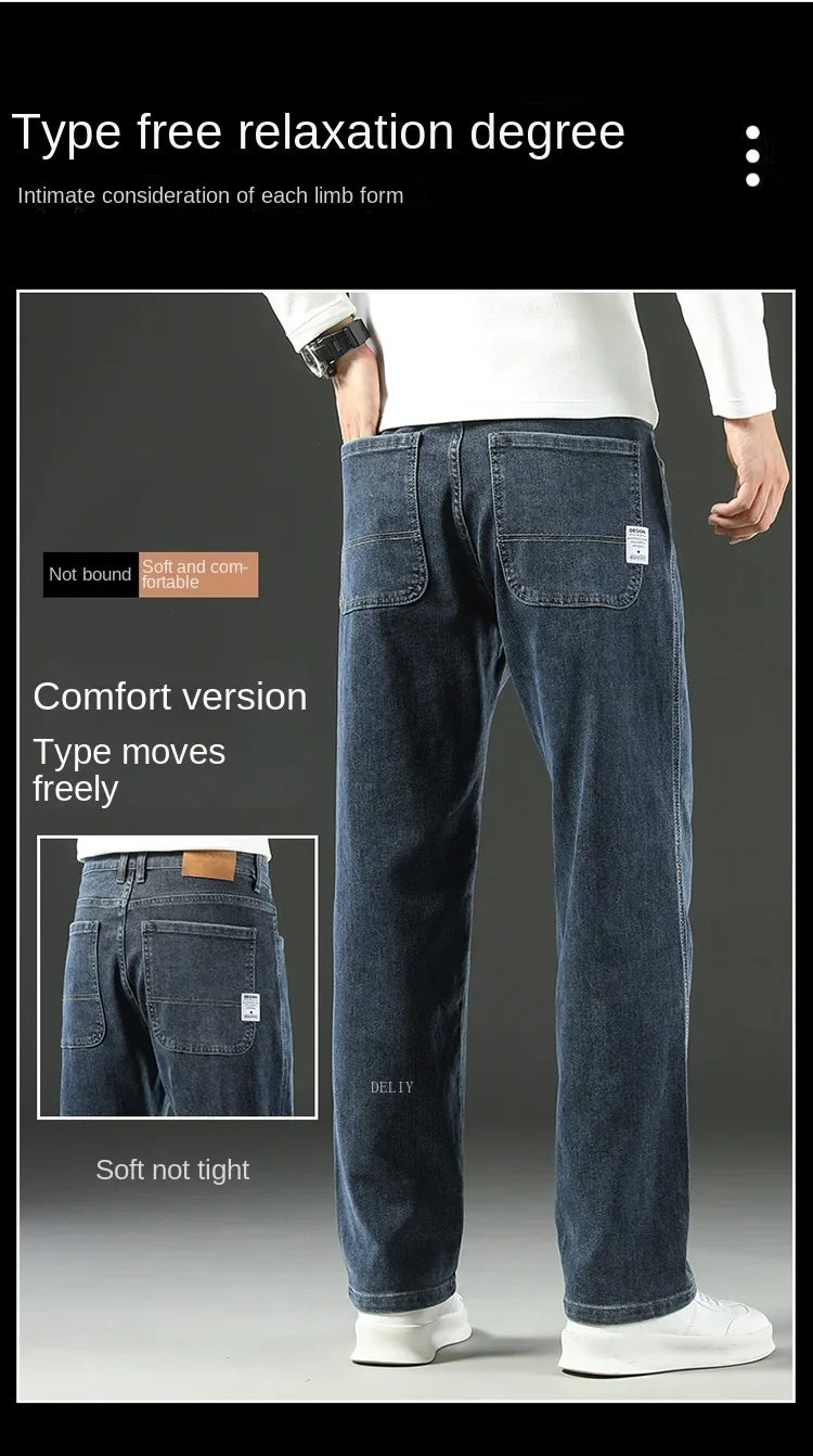 2026 New Y2K  Autumn and Winter Baggy  Jeans Men's  Loose Straight Wide-leg Business Trousers Mens Clothing