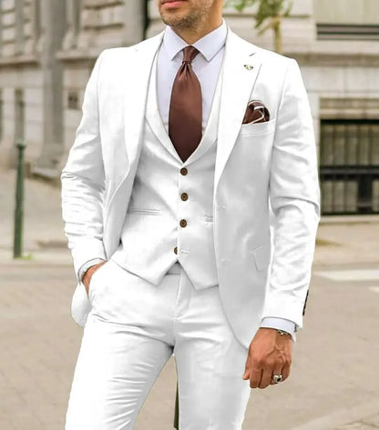 Notch Lapel Men Suits Slim Fit Business Formal 3 Pieces Suits Set for Man Dinner Prom Groom Tuxedos Wedding Guest Wear