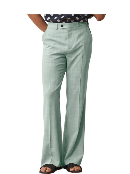 Men's High Waist Flared Pants Linen Blend Slim Fit Bell Bottoms Trousers Lightweight Breathable 70s 60s Disco Vintage Outfits