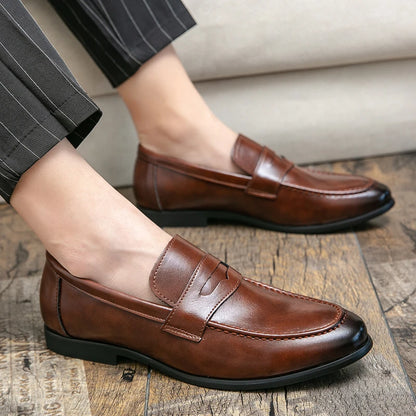 Mens Dress Wedding Fashion Office High Quality Leather Comfy Business Formal Italy Driving Loafers Shoes for Men Plus Size 38~48