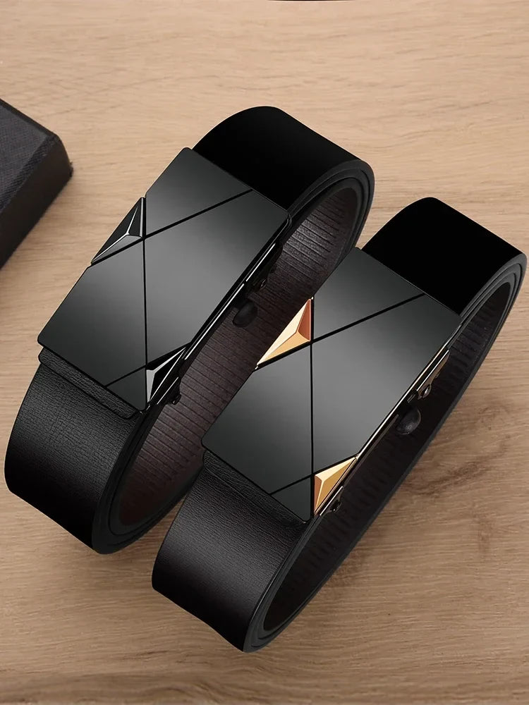 2025 New Men's Business Belt Alloy Automatic Buckle Belt Fashion Belt Luxury Jeans Belt PU Leather High-Quality Straps