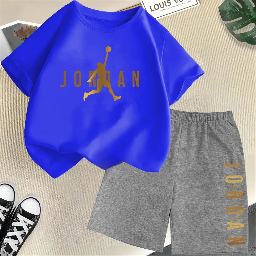 Summer Brand Sport Printed Children's Set Short Sleeve T-shirt Set Shorts 2pcs Set Kids Boy Girl Fashion Clothing Outfits