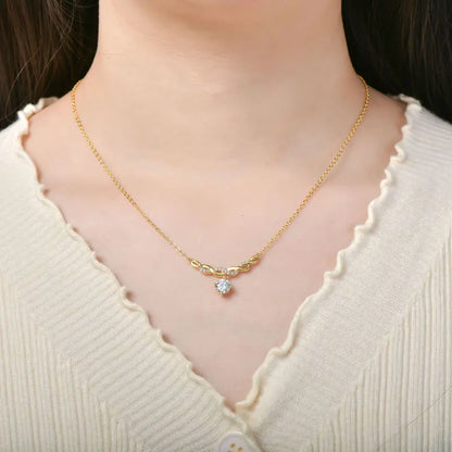 Sparkling 6.5MM Moissanite Necklace 14K Gold Filled Infinity Pendant Necklaces for Women Valentine's Day Jewelry Gift