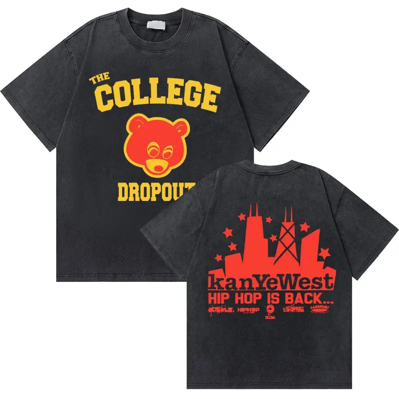 Washed Vintage Rapper Kanye West Graphic T-shirts THE LIFE OF PABLO Cover Print Tshirt Men Hip Hop Fashion Oversized T Shirts