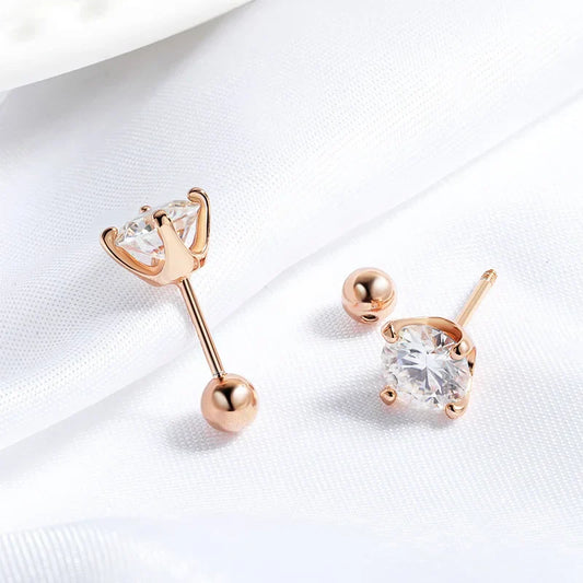 0.5CT 1CT 2CT Certified Moissanite Stud Earrings for Women Sparkling D Color Lab Diamond 100% 925 Sterling Silver Jewelry
