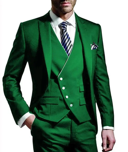 Men wedding Suit Notched Lable Navy Groomsuit Blazer One Button Formal Business Suits Tuxedo ( Blazer+vest+Pant) suits For Men