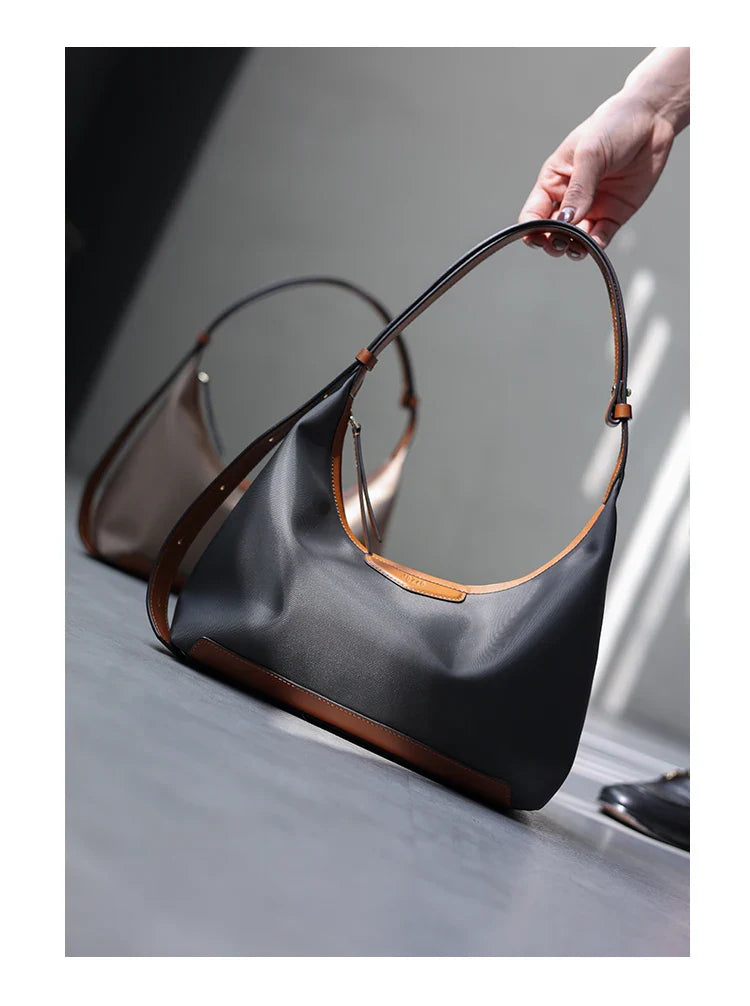 New Arrival Underarm Bag Women Genuine Leather Crossbody Bag Fashion Female Nylon Handbag Luxury Messenger Purses