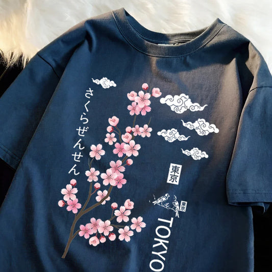 You Can Enjoy Cherry Blossoms From Tokyo T Shirt Men Summer Casual Top Soft Unisex Clothes Loose Cotton Male Colour Short Sleeve
