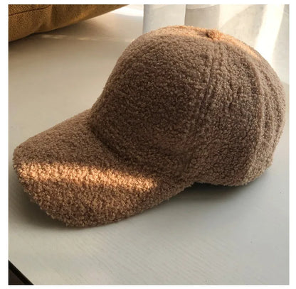 Cap for Women Winter Warm Baseball Cap Women Artificial Lamb Wool Hats  Plush Baseball Caps Autumn Baseball Cap