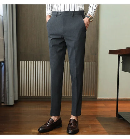 Plus size 40 38 Men Business Solid Suit Pant 2026 Spring Formal Slim Fit Wedding Trouser Mens Brand Fashion Casual Dress Pants