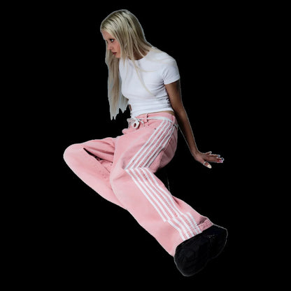 Y2K American Retro High Waisted Jeans Loose Wide Leg Pants Harajuku Style Street Striped Gothic Niche Design Casual Pants