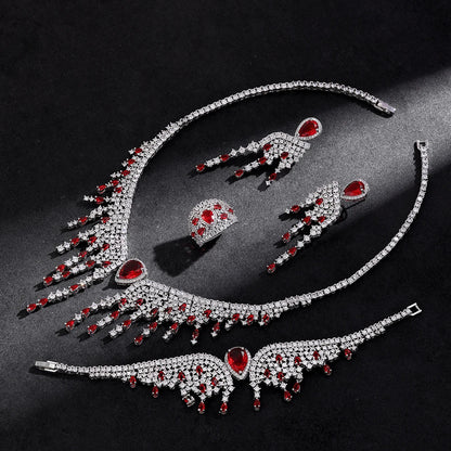2024 New 4-piece Bridal Wedding Jewelry Set, Cubic Zirconia, Luxury Women's Jewelry, Women's Wedding Party Accessories