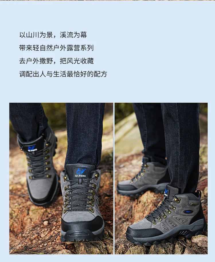 36-48 Autumn Winter Men Women Ankle Boots Leather Tactical Shoes New Plus Anti-Skidding Classical Walking Footwear Summer Hiking