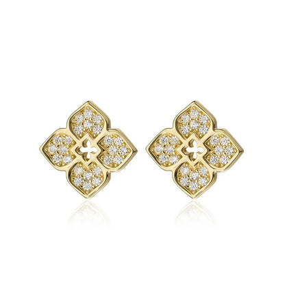 Each 0.9mm Full Moissanite Stud Earrings for Women Flower Classic Girl Earring Lab Diamond 925 Sterling Silver Jewelry