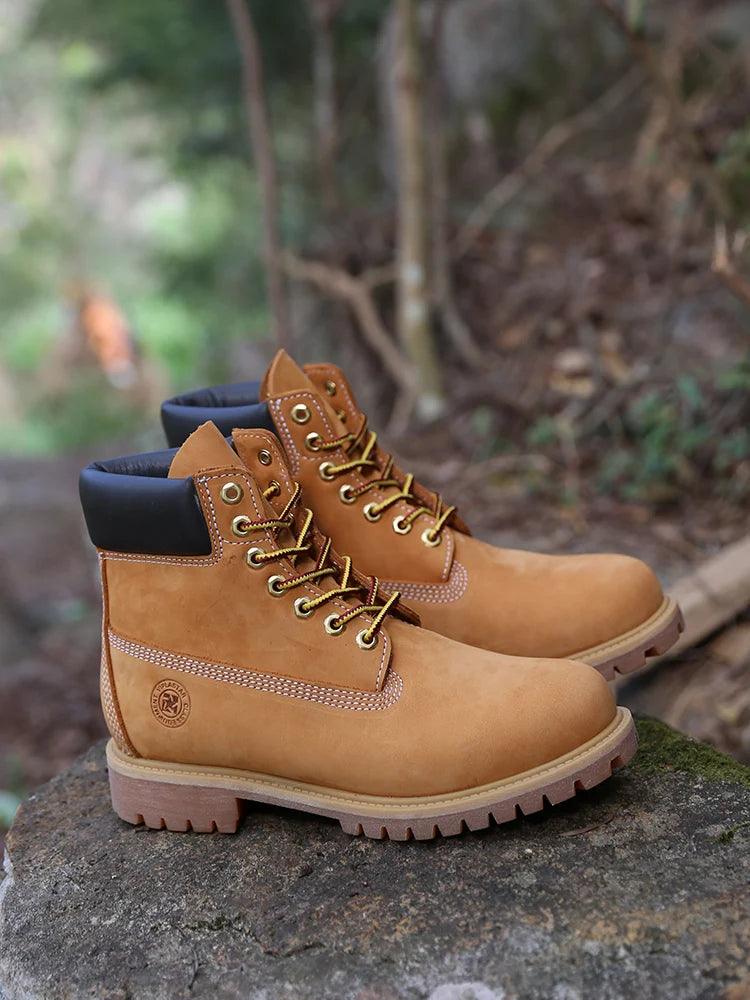 New Work Boots Men's Original Comfy Shoes Outdoor Hiking Leather Casual Shoes For Men Basic Boots Waterproof Yellow Boots