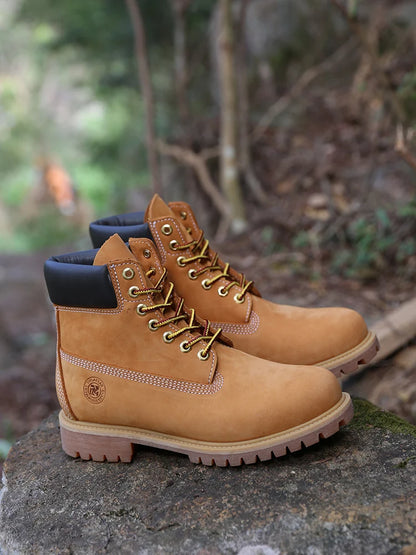 New Work Boots Men's Original Comfy Shoes Outdoor Hiking Leather Casual Shoes For Men Basic Boots Waterproof Yellow Boots