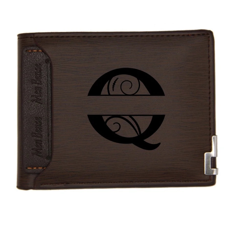 Personalized Wallet for Men Custom Wallets for Men Engraved Letter Name Leather Wallet Bifold Custom Gifts for Dad/Husband