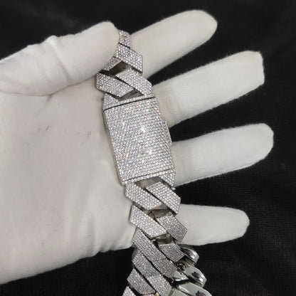 Mens Cuban Link Chain Bracelet Gold Plated Bling Miami Cuban Prong Set Diamond Bracelet for Men 25MM Iced Out Hip Hop Jewelry ﻿