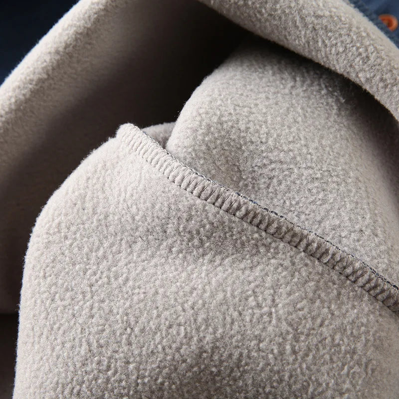 Men's Fleece - Lined Thickened Long - Sleeved Henley Neck Waffle Knit T - Shirt
