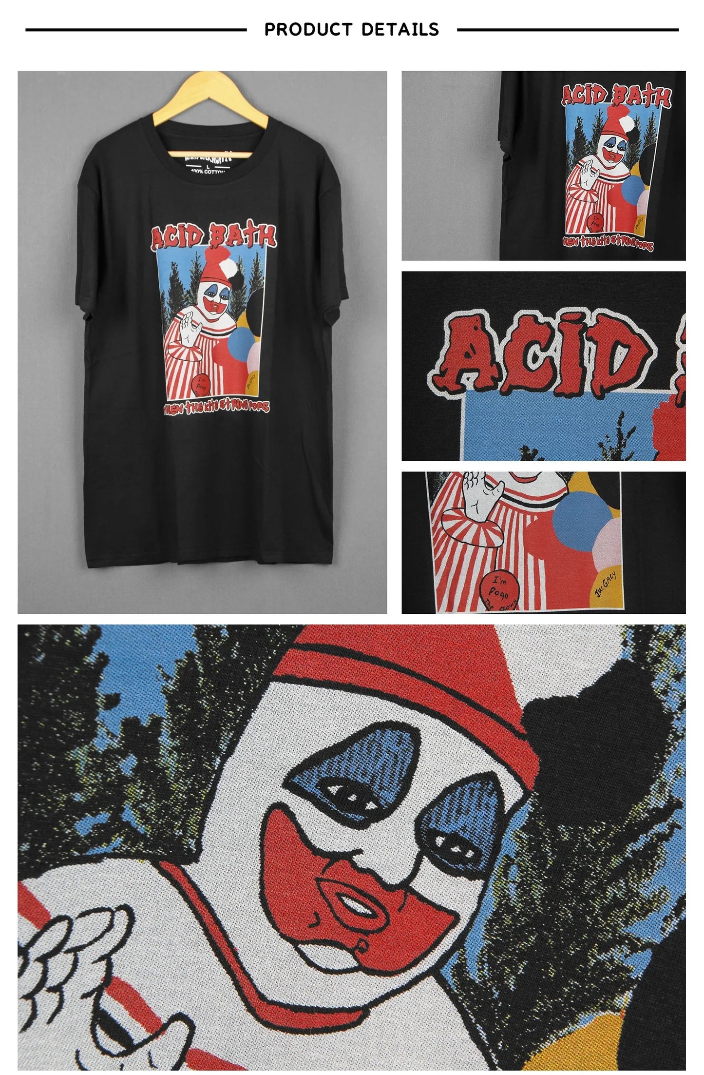 Acid Bath Graphic T Shirt When The Kite String Pops Sludge Heavy Metal Men‘s Short Long Sleeves Cotton Printed Tee Shirt