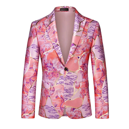 Men's Red Single-Button V-Neck Suit Jacket, Asian Sizing Long Sleeve Coat, Wedding Party Wear Blazers. 2026 New