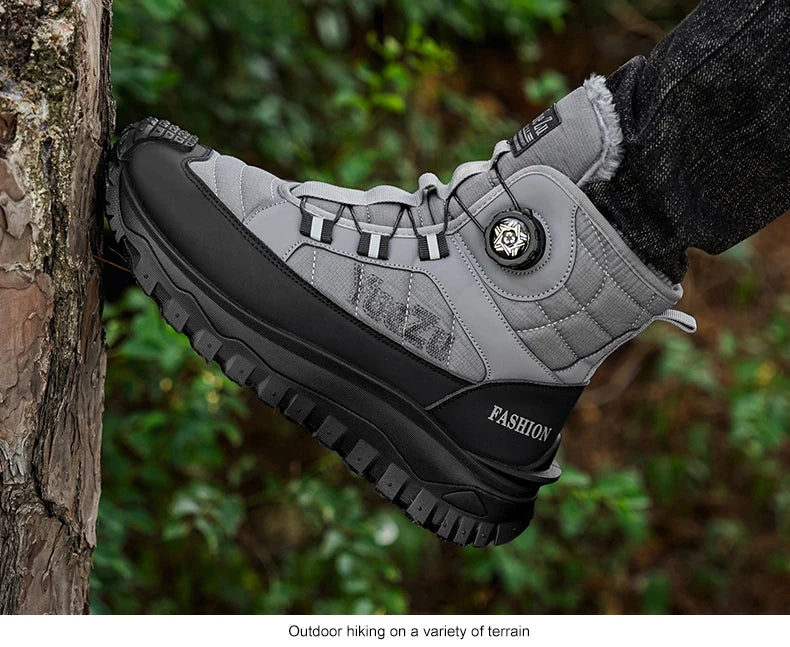 New Winter Oversized Men's Boots Waterproof Cold Resistant Plush and Warm Snow Boots Outdoor Thick Soled Casual Work Boots