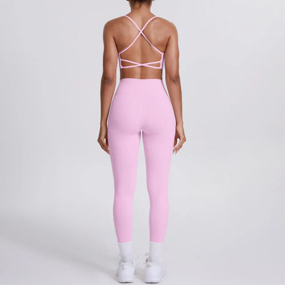 Yoga Suit Sports Set Gym Seamless High Impact Sports Bra Women's High Waist and Hips Tight Peach Buttocks Pants Womens Sportswea