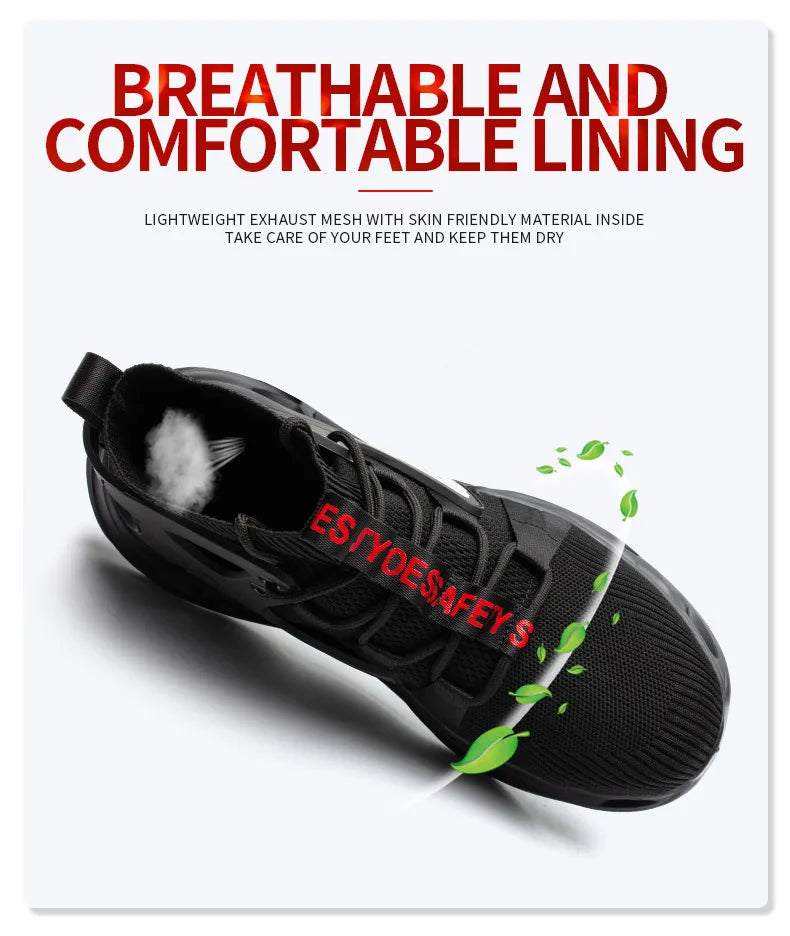 Construction Work Shoes Slip Resistant Lightweight Breathable Sneakers for Men Protection Safety Shoes Work Hiker Boots
