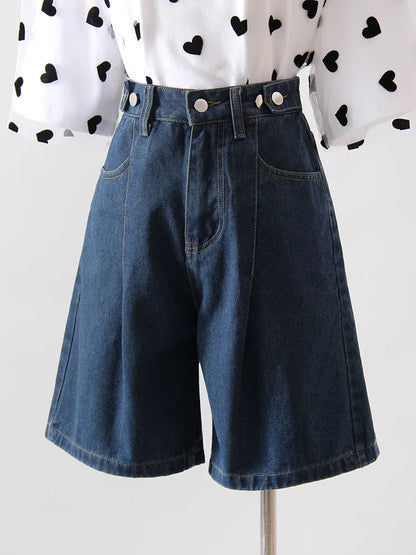 Summer Jean Shorts Women Denim High Waist Black Baggy Short Jeans Summer Pants Women's Bermuda Denim Shorts Wide Leg For Women