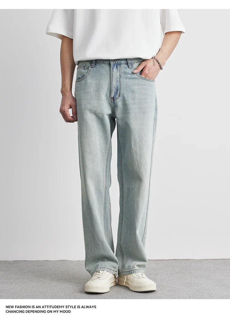 Straight Jeans Summer 2025 New Thin Retro Loose Casual Fashion Wide Pants Straight Pants Large Size Jeans 25-36