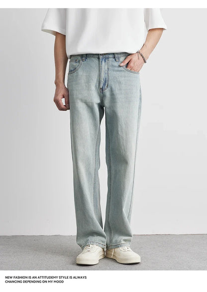 Straight Jeans Summer 2025 New Thin Retro Loose Casual Fashion Wide Pants Straight Pants Large Size Jeans 25-36