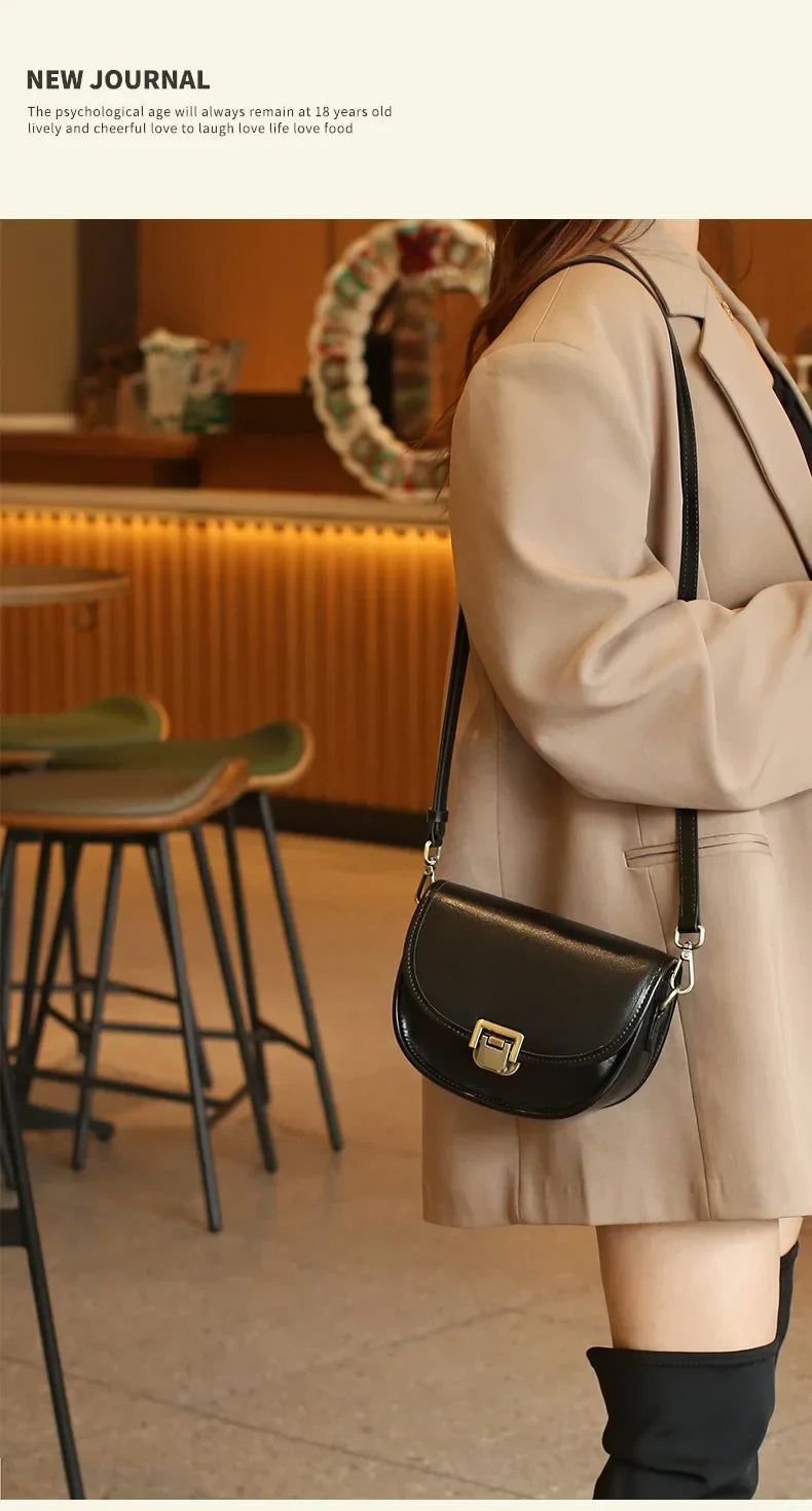 New Style Genuine Leather Women's Small Bag Vegetable Tanned Cow Leather Single Shoulder Bag Lady Popular Messenger Purse