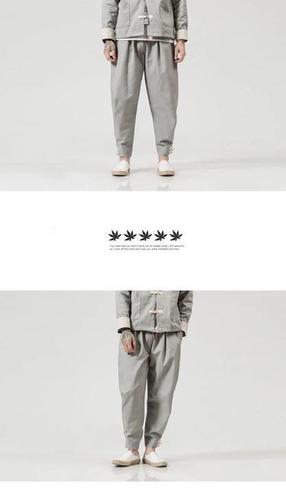 Kung Fu Coat Man Chinese Traditional Retro Autmn Long Sleeve Tang Suit Mandarin Collar Buckle Jacket Men Oriental Cotton Shirt