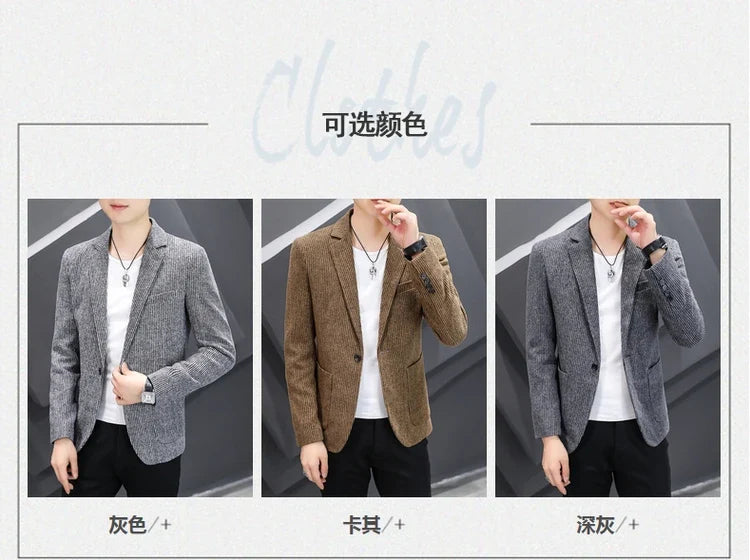 Blazer New Men's Fashion Business Vertical Strip Gentleman Slim Wool Shopping Outdoor Performance Wedding Banquet Casual Blazer