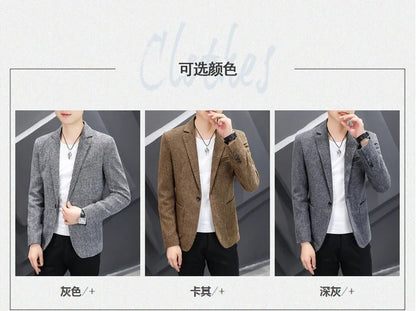 Blazer New Men's Fashion Business Vertical Strip Gentleman Slim Wool Shopping Outdoor Performance Wedding Banquet Casual Blazer