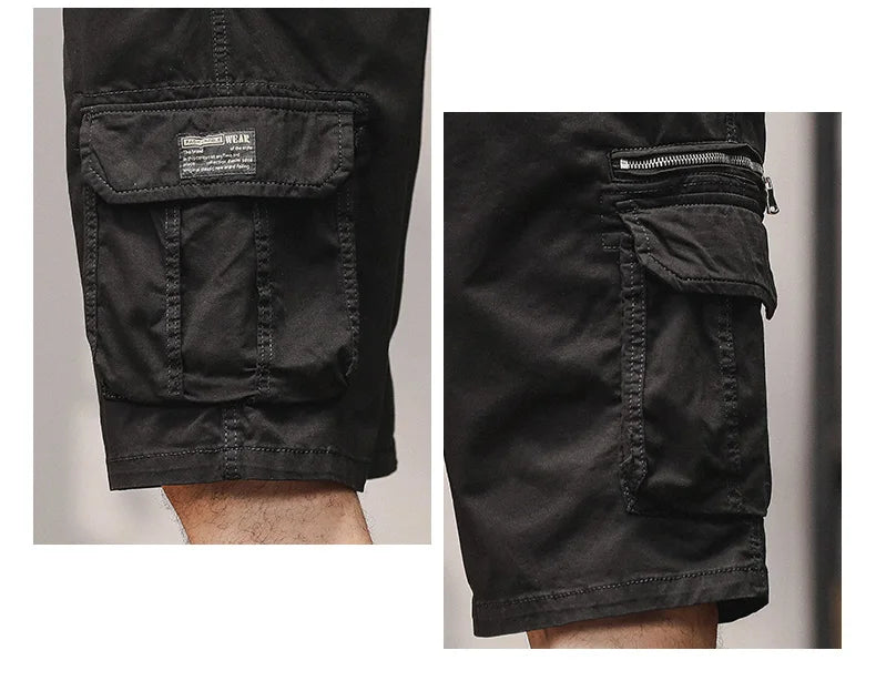 Men Summer New Multi Pocket Cargo Shorts Men Cotton Loose Breathable Fashion Trend Casual Versatile Five Points Pants Men Shorts