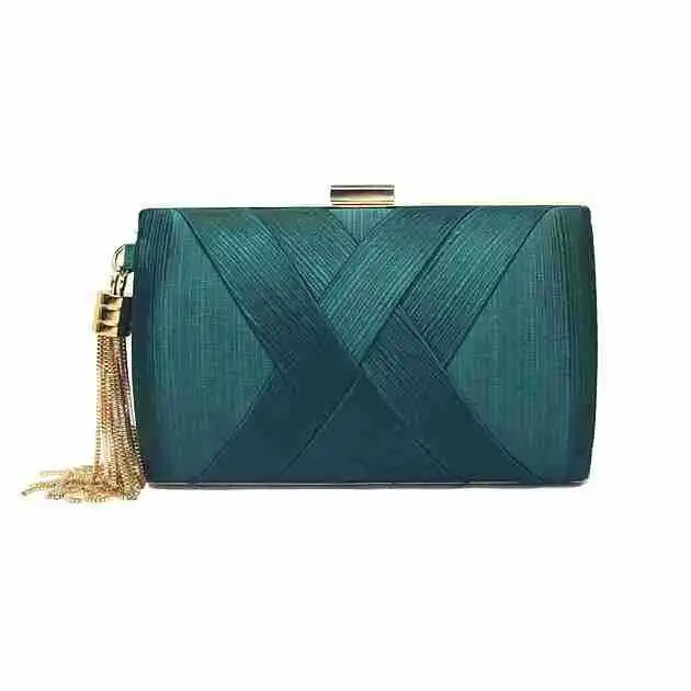 Silky Satin Tassel Banquet Bag, Women Elegant Chain Evening Clutch, Cheongsam Fashion Handbag