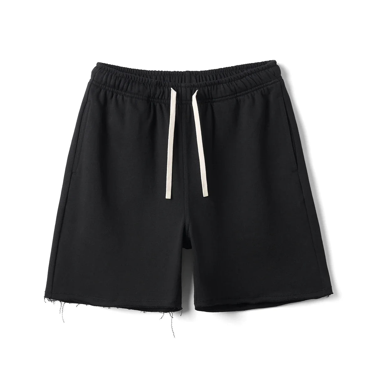 2025 Summer New Oversize 390gsm Drawstring Shorts Men  Raw  Hem Athletic Sports Runinng Shorts
