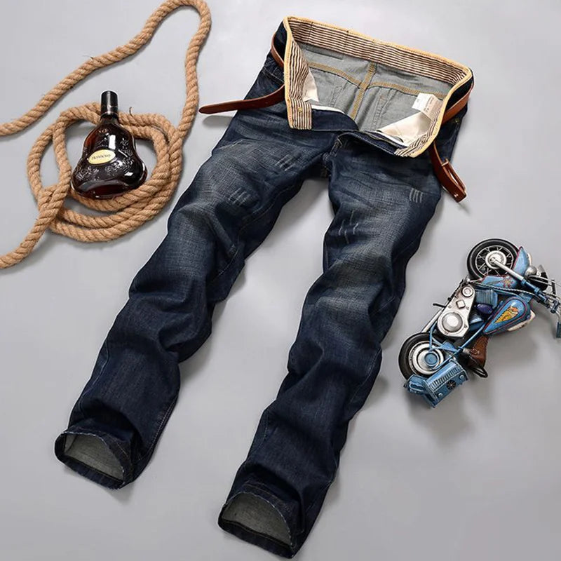 2026 New Men's Jean Spring Autumn Straight Trendy Pants Casual Denim Trousers Men Classic slim Stretch Jeans Fashion