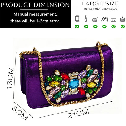 2026 Italian Luxury Dark Purple Rhinestone Sandals Matching Bag Set Women Peep Toe Block Heel Mules Ladies Evening