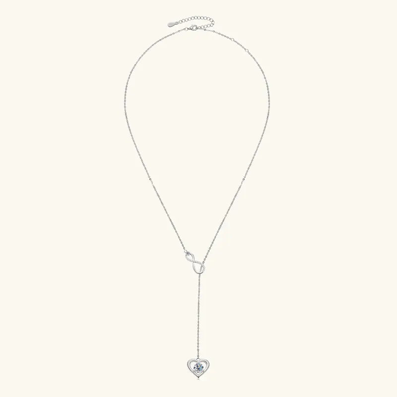 Certified Moissanite Heart Infinite Pendant Necklace Chain for Women S925 Sterling Silver Necklaces Fine Jewelry Gifts