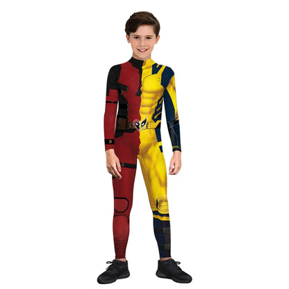Kids Deadpool Wolverine Cosplay Costume Superhero Boys Girls Superhero Children Halloween Party Bodysuit Elastic Zenti Jumpsuits